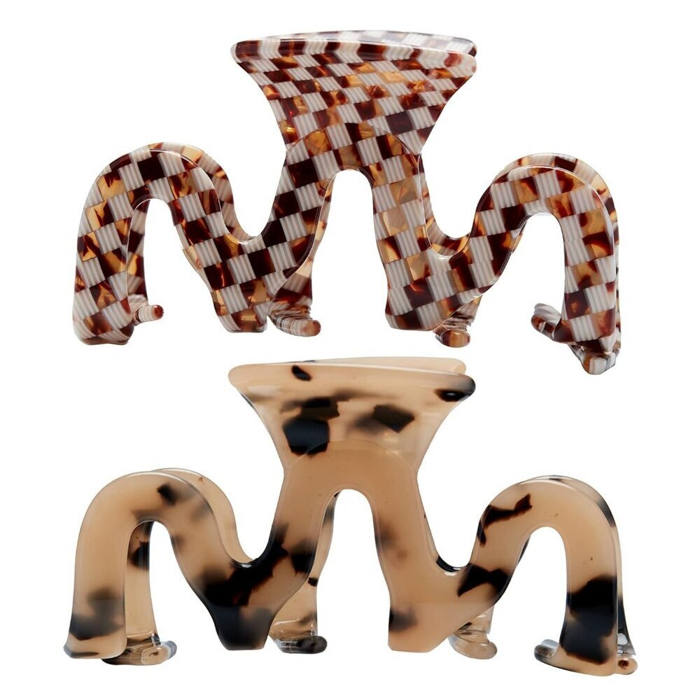 Large Tortoise Shell Claw Clip 3.5 Inch Cellulose Acetate Hair Claw Clips Checke